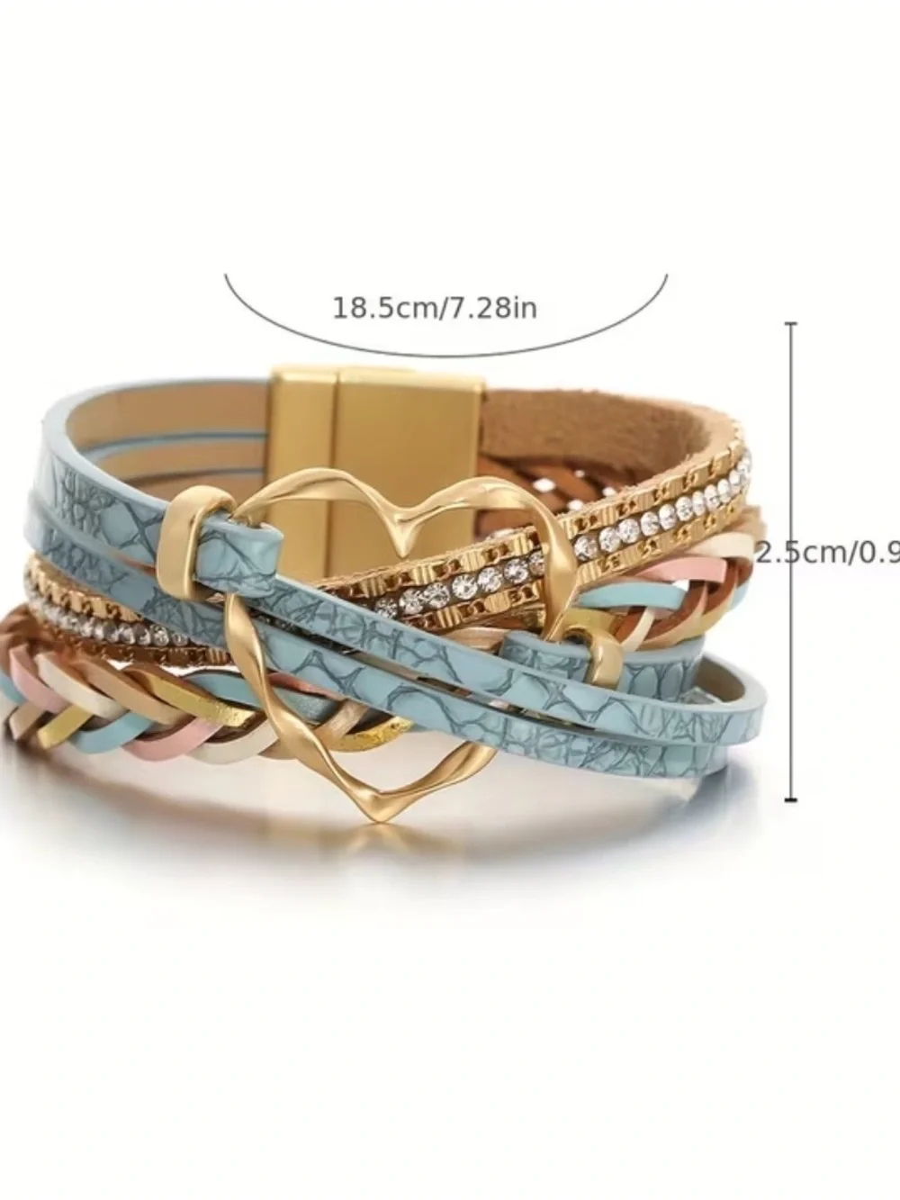 {NWT} Gold Heart Multi-Strand Bohemian PU Leather Women's Bracelet